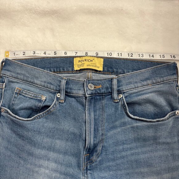 Mens Povrich Patchwork Distressed Skinny Jeans W/Plaid & Leopard Details Size 32 - Picture 8 of 11